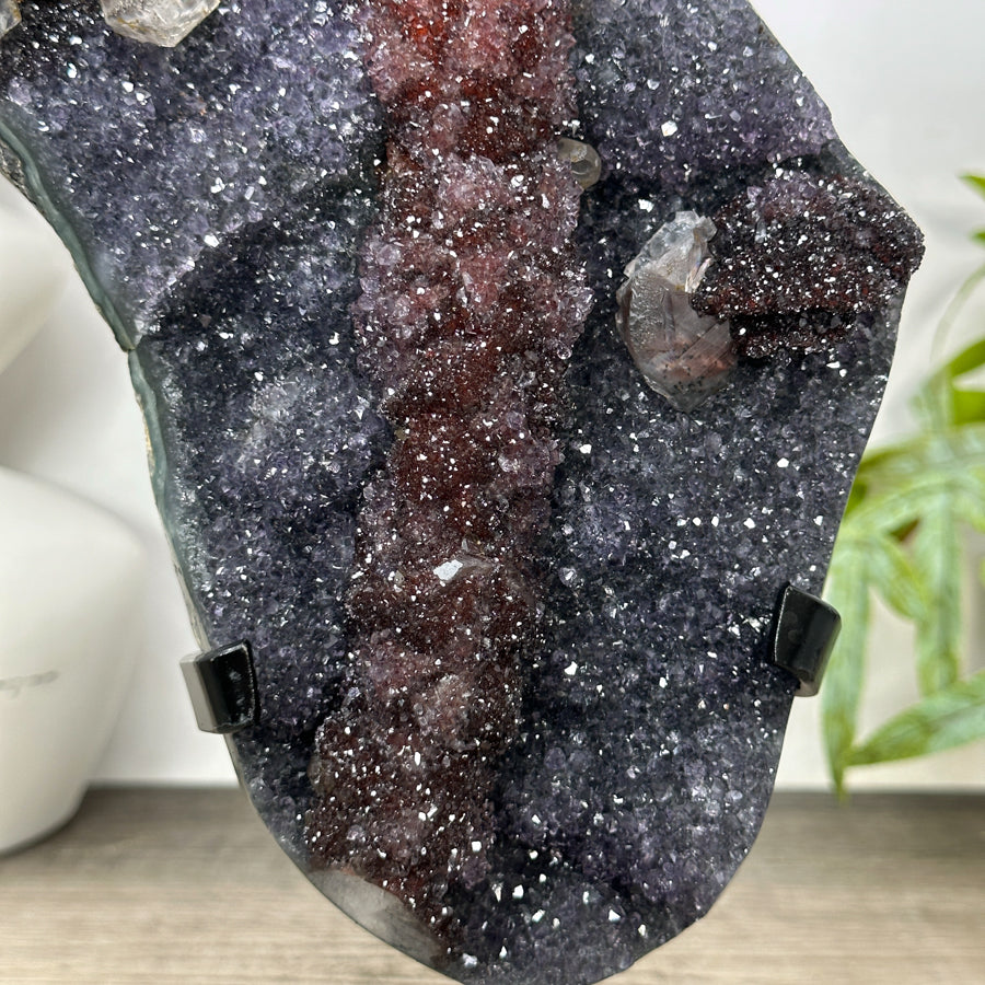 Unique Natural Amethyst, Calcite &amp; Hematite Crystal Specimen - MWS3188
