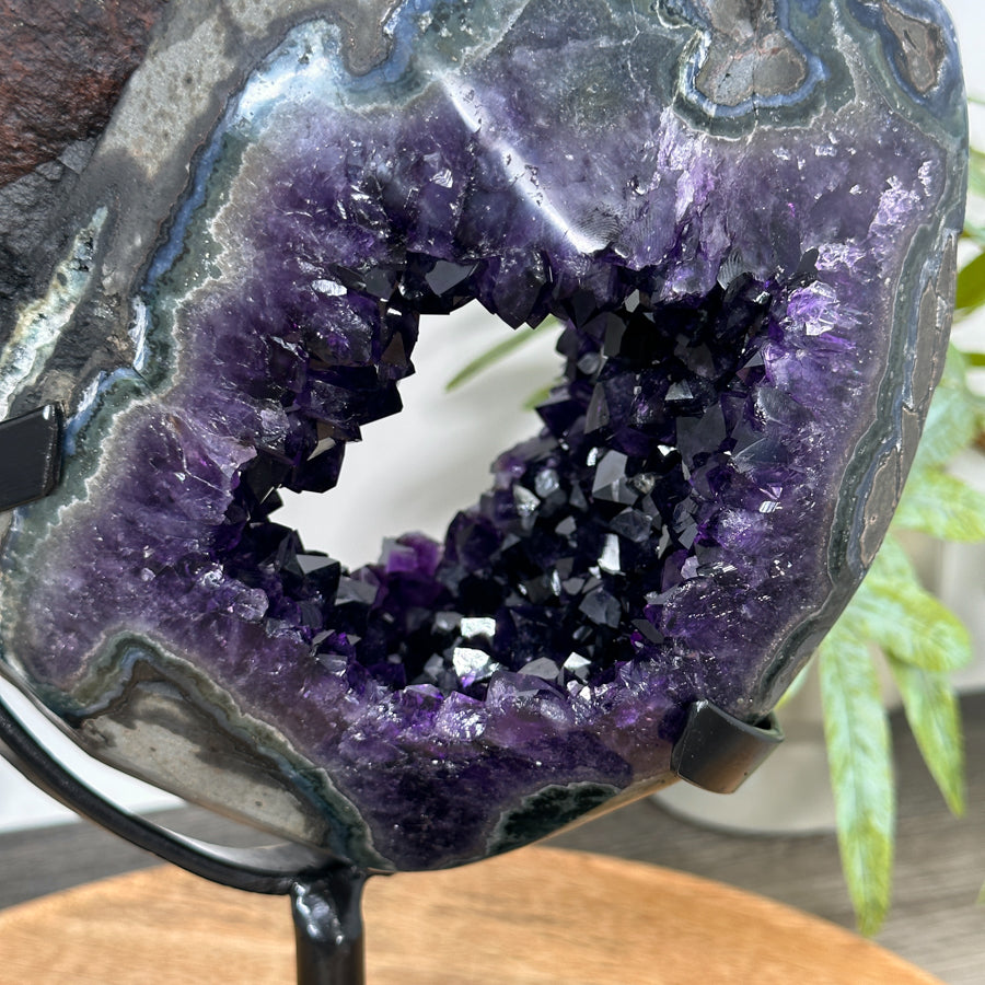 Huge Natural Deep Purple Amethyst Geode on Stand - MWS3077