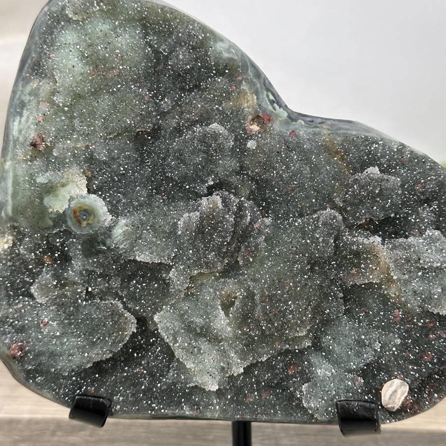 Natural Green Tone Sugar Quartz Specimen - Stand Included - MWS3181