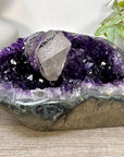 Deep Purple Amethyst Geode with Calcite Crystal - STGE0096