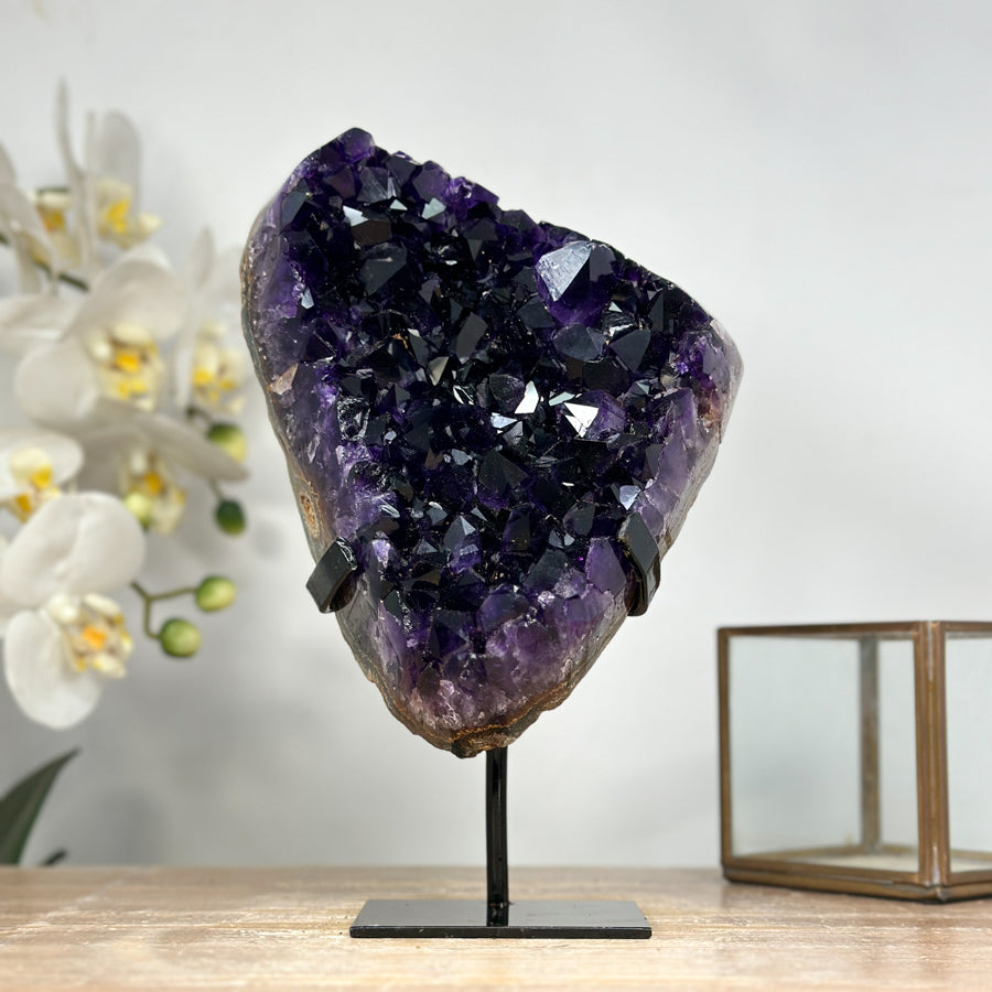 AAA Natural Amethyst Crystal Specimen with Metal Stand - MWS1936