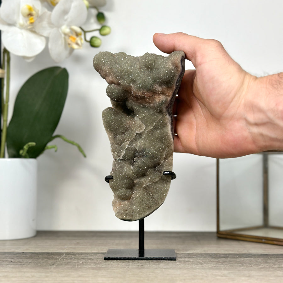Natural Druzy Crystal with Green Color Tones – Unique Mineral Display Piece" - MWS2898