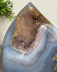 Blue Agate & Quartz Druzy Stone Flame Carving - FST0165