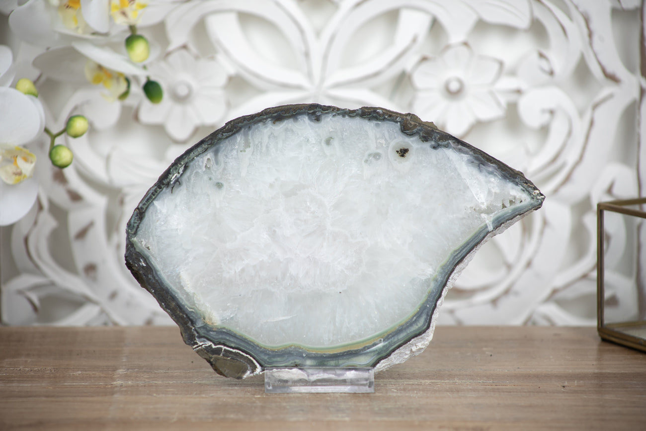 Natural Quarta &amp; Green Jasper Slice Tray for Home Decor - SLC0019