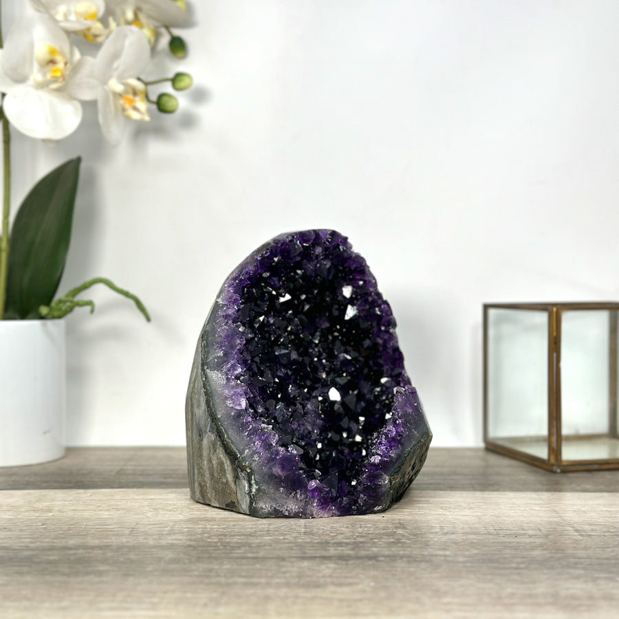 Raw Amethyst Geode with Deep Purple Crystal Cluster - CBP1227