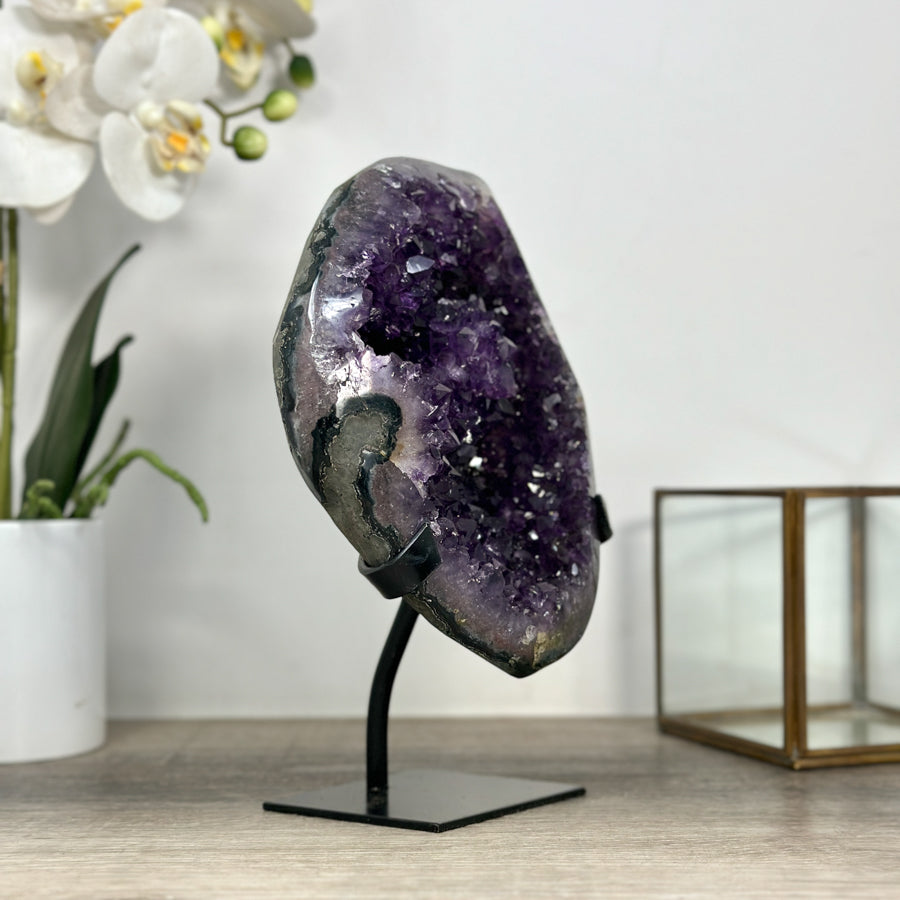 Natural Amethyst Geode with Shinny Crystals for home Decor - MWS2450