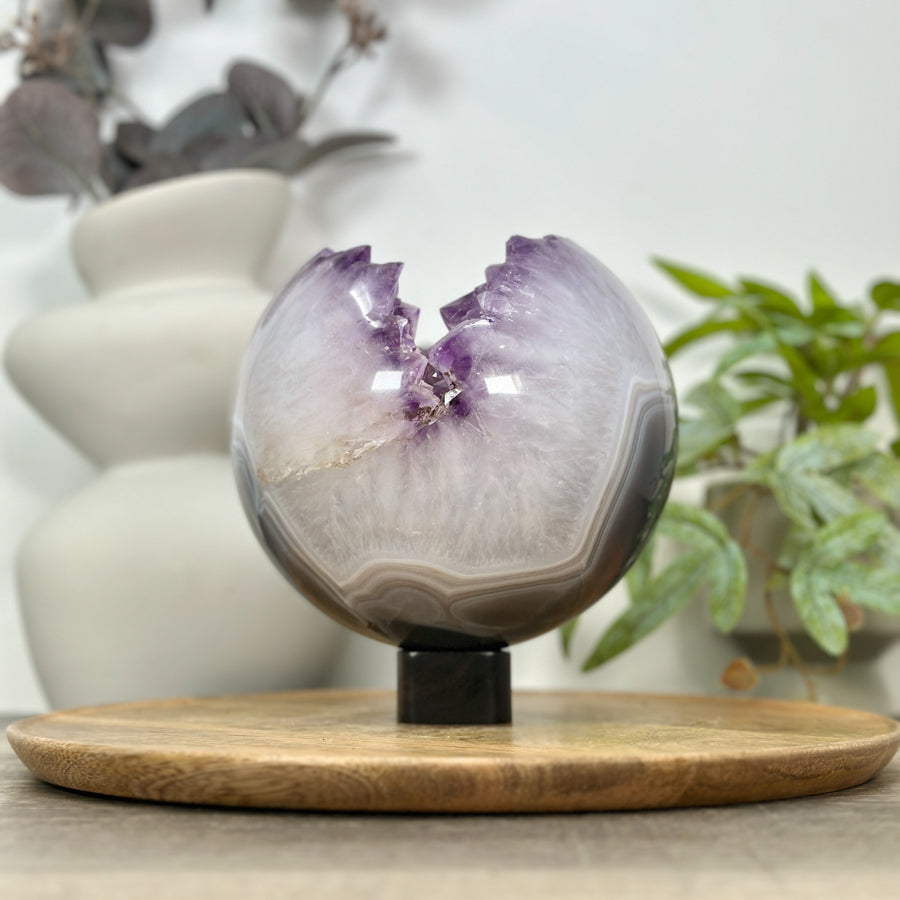 Huge Amethyst &amp; Agate Sphere Geode from Uruguay - SPH0165