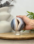 Blue Banded Agate & Druzy Quartz Sphere Geode - SPH0156