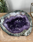 Amethyst Geode with Green Jasper Shell & Deep Purple Crystal Cavity - STGE0009