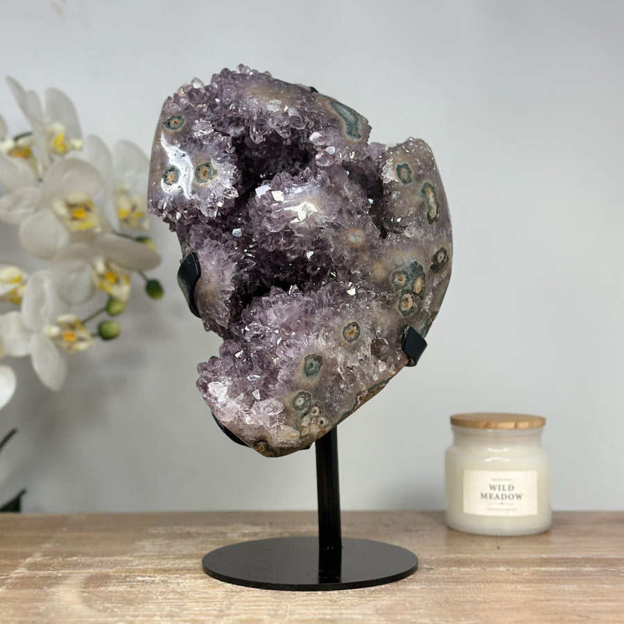 Natural Amethyst &amp; Jasper Crystal Cluster Full of Stalactite Eyes - MWS1387