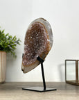 Caramel Tone Quartz Geode on Metal Stand – Natural Crystal Statement Piece from Uruguay - MWS2418