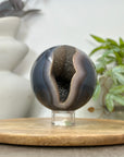 Banded Agate & Quartz Druzy Sphere Geode - SPH0186