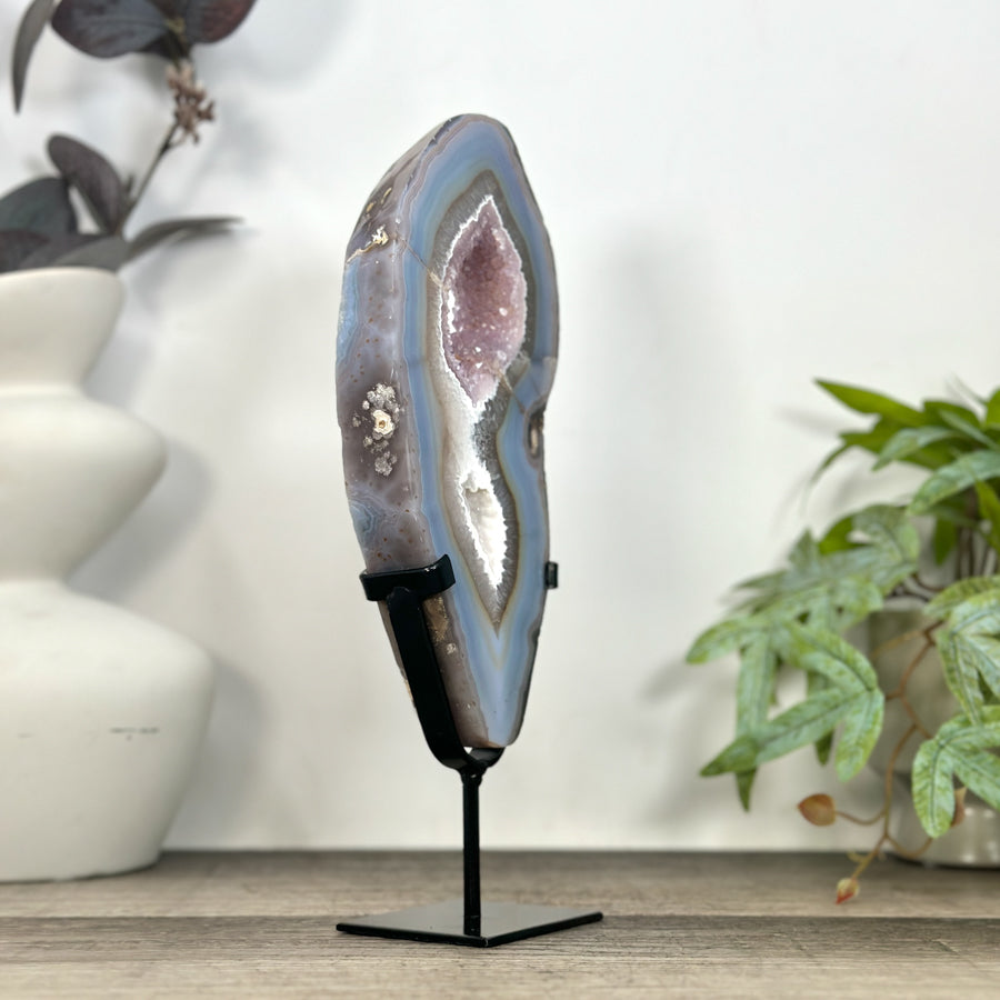 Unique Natural Agate, Amethyst &amp; Quartz Geode Slice portal - MWS3244
