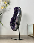 Deep Purple Amethyst Geode From Uruguay on Metal Stand – Premium Crystal Accent for Living Room Decor - MWS2496