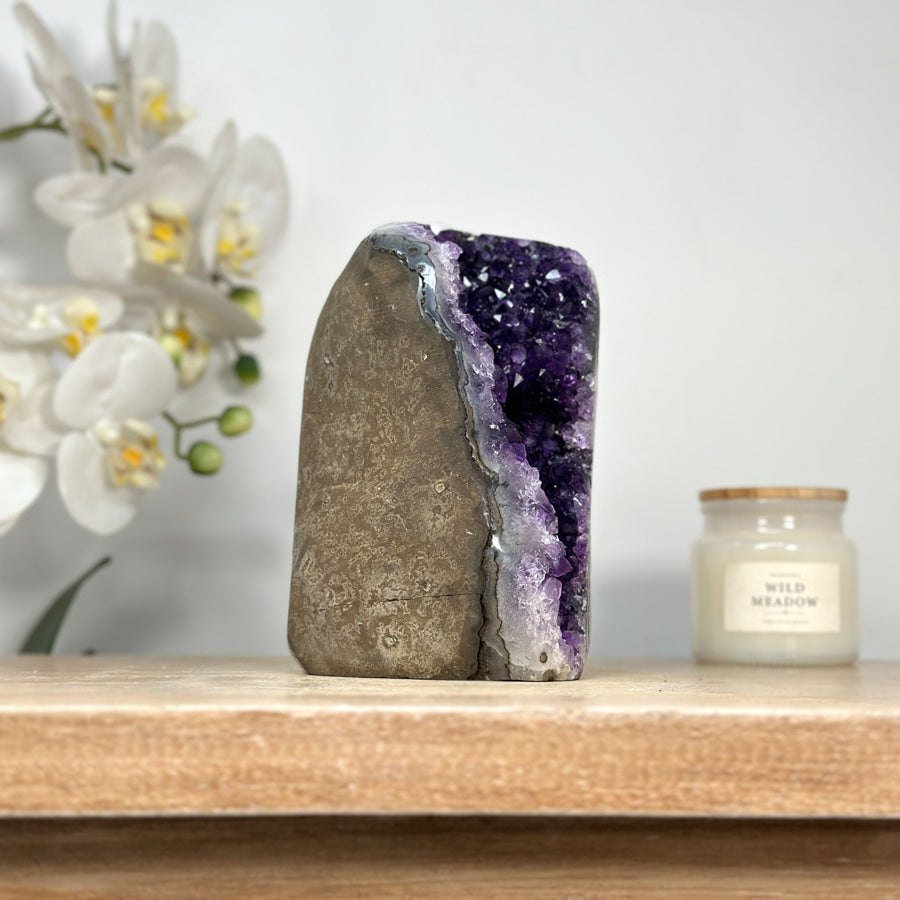 Deep purple Amethyst Geode - Cuted Self Standing Base - CBP1133