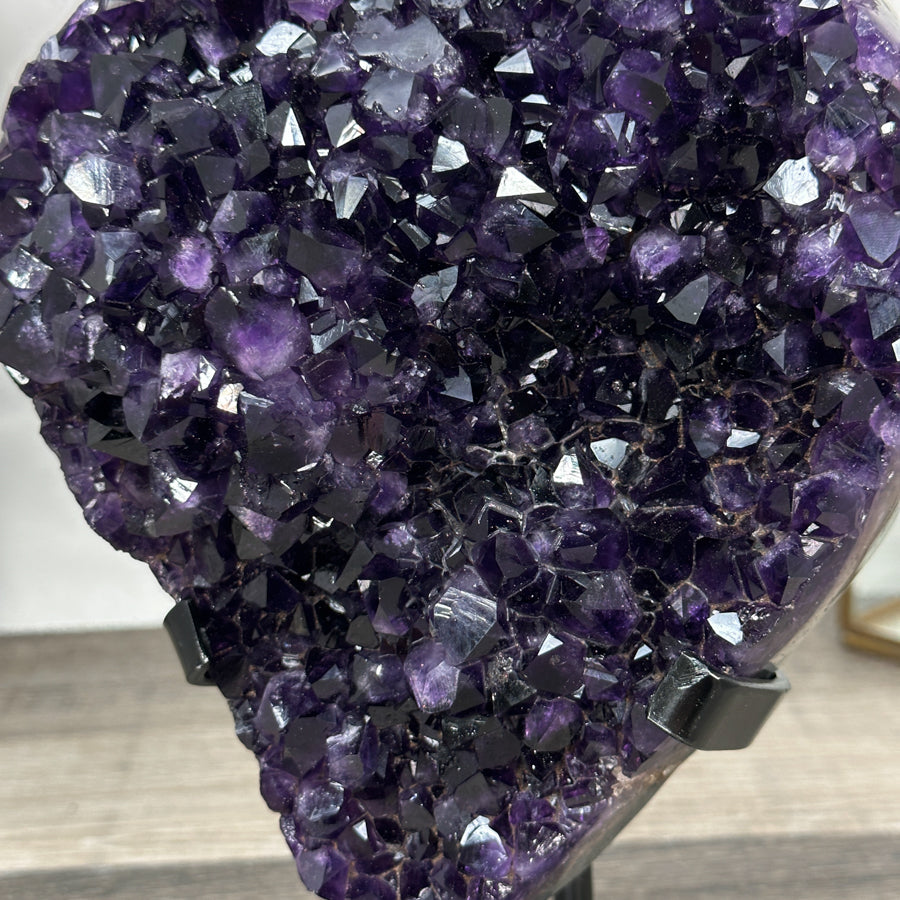 Deep Purple Amethyst Cluster on Metal Stand from Uruguay - MWS2779