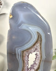 Blue Banded Agate & Amethyst Geode Slice Portal - MWS3248