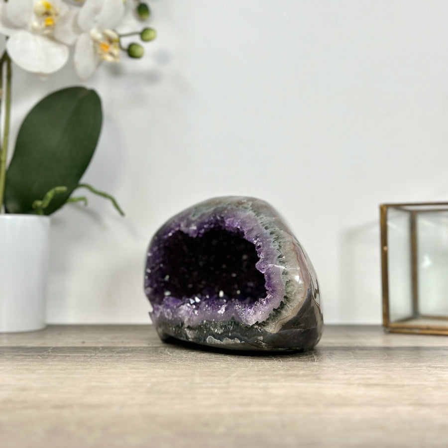 Natural Amethyst Stone Geode with Druzy Crystals - STGE0023