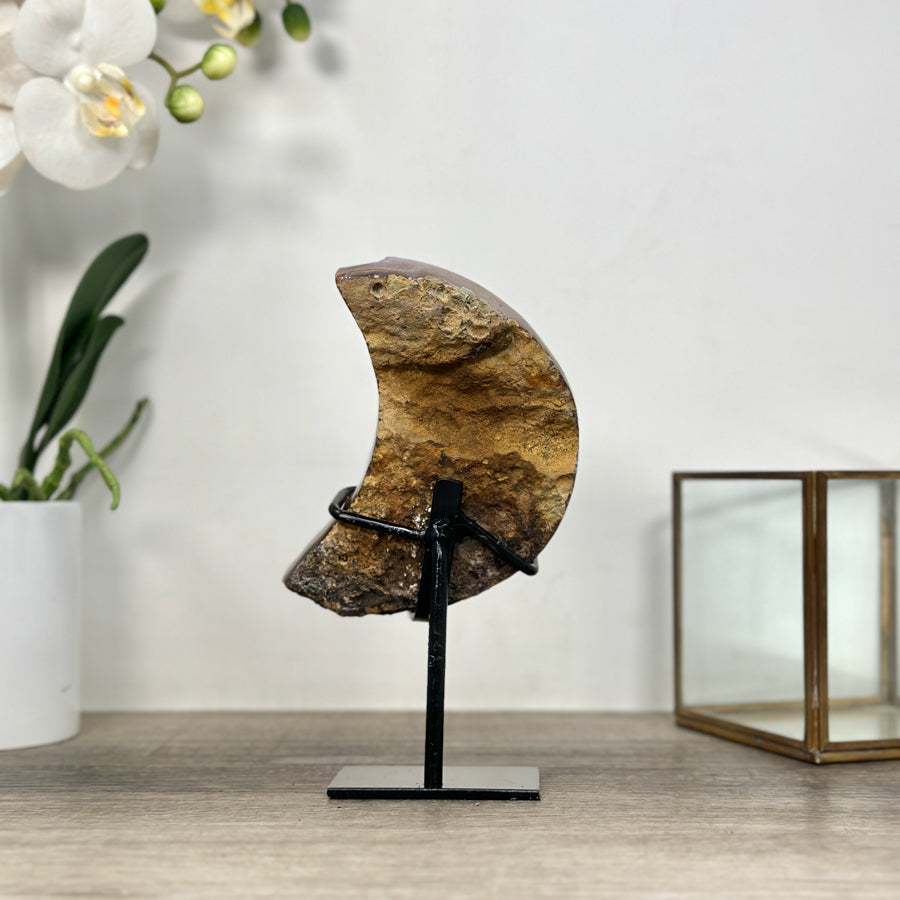 Amethyst Moon Carving on Metal Stand - MWS2577