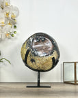 Natural Amethyst Geode with Polished Agate Shell - Stand Included - MWS3034