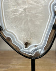 Blue Agate & Quartz Slice with Base – Polished Uruguayan Gemstone for Desk or Studio - MWS2012