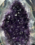 Deep Purple Amethyst Geode With Metal Stand – Elegant Crystal Display - MWS2700