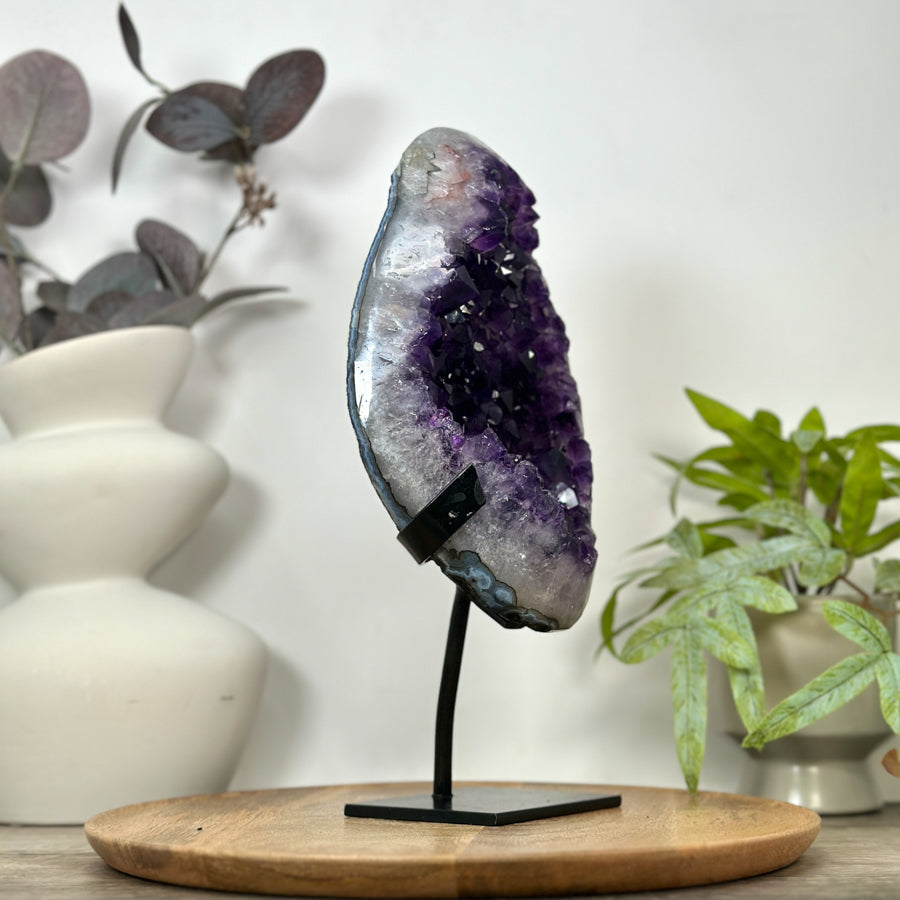 Large Natural Amethyst Geode on Metal Stand - MWS3136