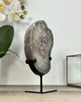 Agate Geode on Stand with Druzy Center – Natural Crystal Display Piece - MWS2903
