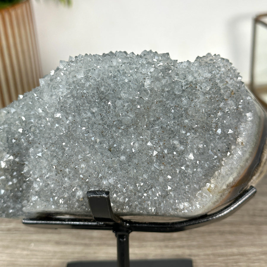Large Quartz Crystal on Metal Stand – Natural Home Décor Accent - MWS2417