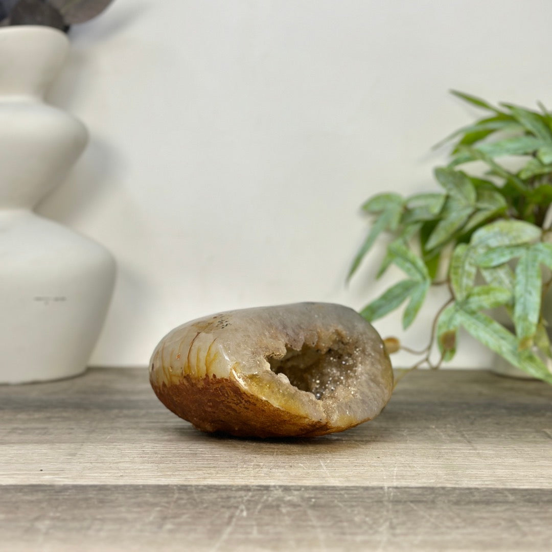 Yellow Sugar Druzy Quartz Geode - STGE0060