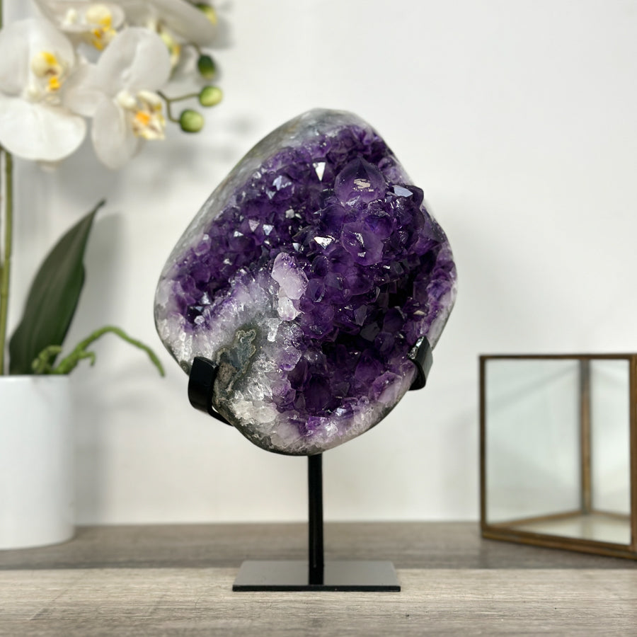 Amethyst Crystal Cluster Geode with Quartz Shell - MWS2636
