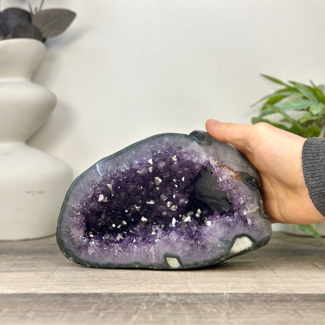Natural Amethyst Geode with Calcite Inclusion from Uruguay - STGE0064