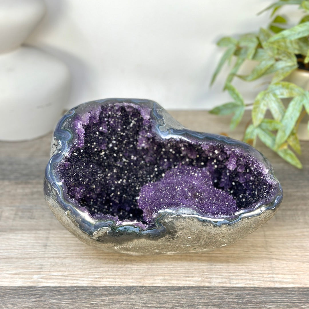 Natural Amethyst Geode with Calcite Crystal Formation - STGE0053