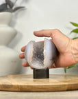 Banded Agate & Druzy Quartz Sphere Geode - SPH0206