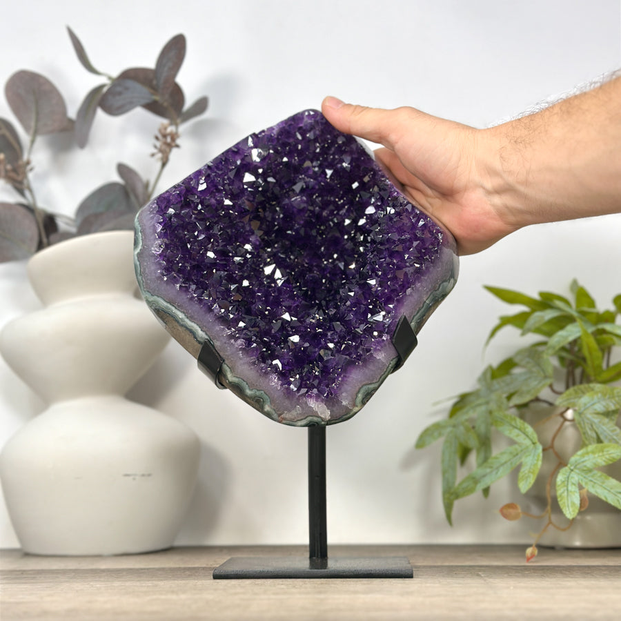 Natural Uruguayan Amethyst Cluster with Green Jasper Shell - MWS3195