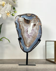 Blue Banded Agate and Amethyst Geode Slice - MWS2654