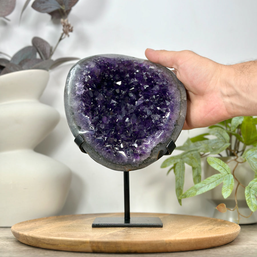 Uruguayan Amethyst Geode on Metal Stand - MWS3105