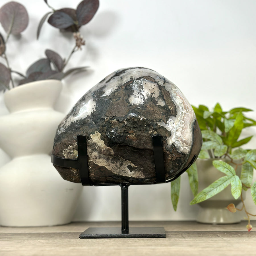 Unique Natural Jasper Geode with Orande Quartz interior and Calcite Formation - MWS3165