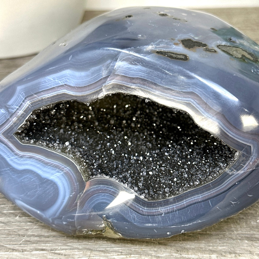 Blue Agate Polished Geode from Uruguay - STGE0079