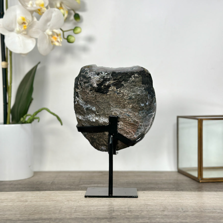 Gray Quartz Crystal Geode Specimen - MWS2689