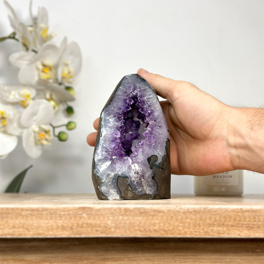 Natural Amethyst Cave Geode with Calcite Crystal Inclusion - CBP1108