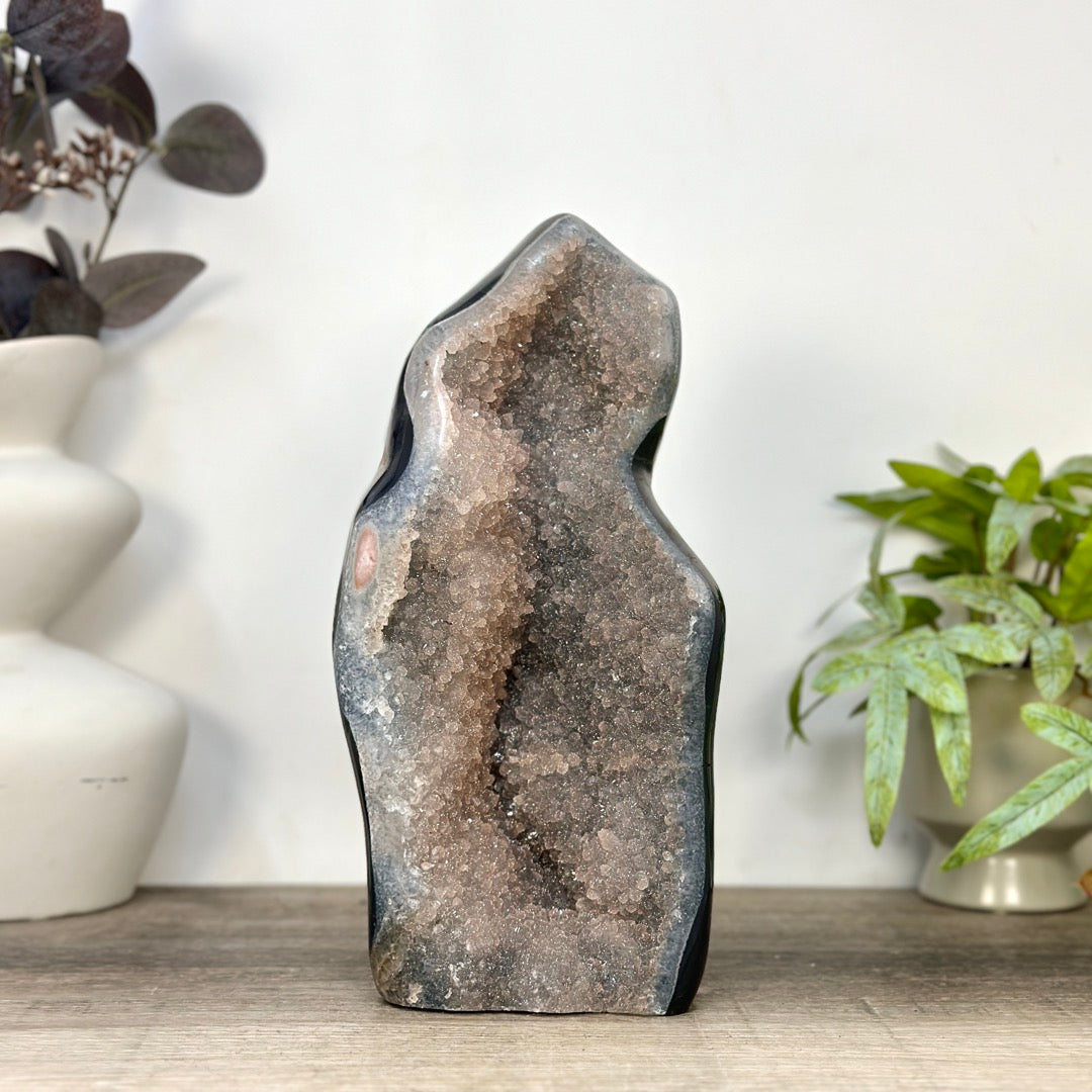 Huge Natural Agate &amp; Sugar Quartz Druzy Statement Piece - CBP1427