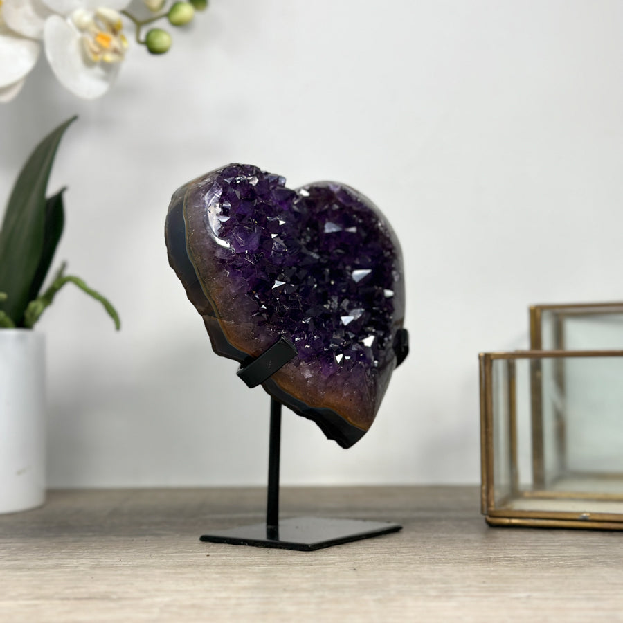 Stunning Amethyst &amp; Agate Stone Heart - HST0280