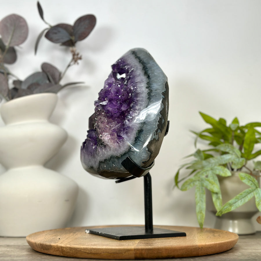 Unique Natural Amethyst Crystal Specimen with Calcite Formation - MWS3135