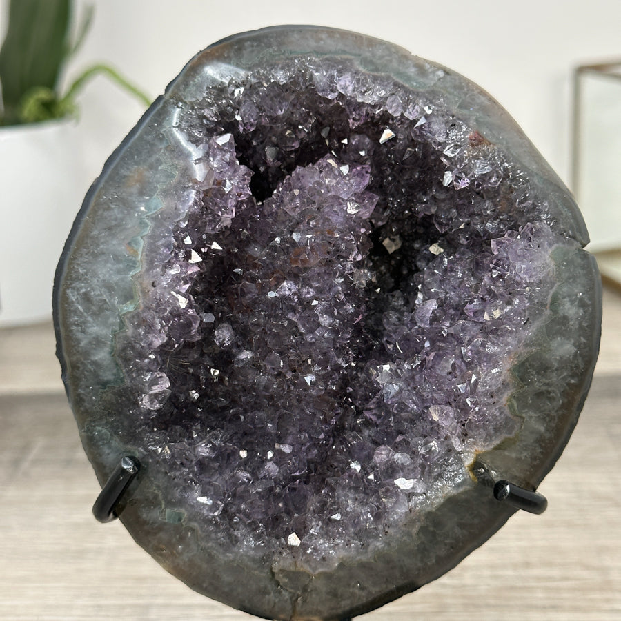 Amethyst Geode on Stand with Calcite Formation - MWS2864