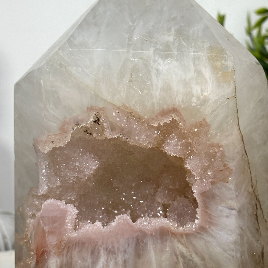 Stunning Sugar Quartz Druzy Stone Obelisk Geode  - STP0138