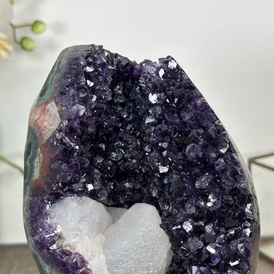 Unique Natural Top Grade Amethyst Geode with Calcite Formation - MWS3027