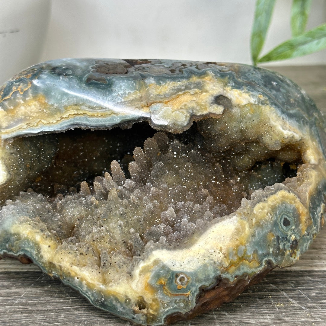 Natural Quartz &amp; Jasper Geode with Micro Stalactites Formations - STGE0039