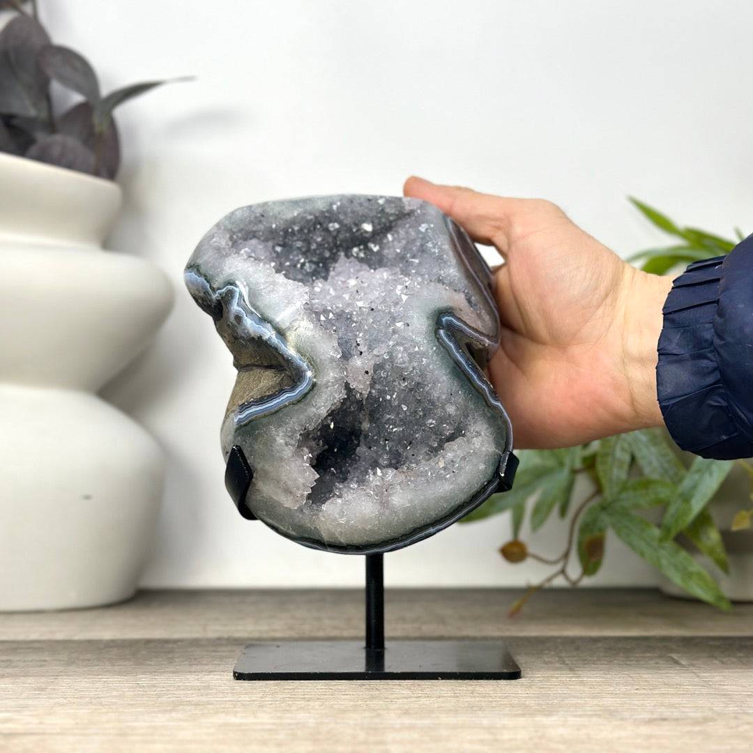 Natural Quartz Geode Statement piece on Stand - MWS3296