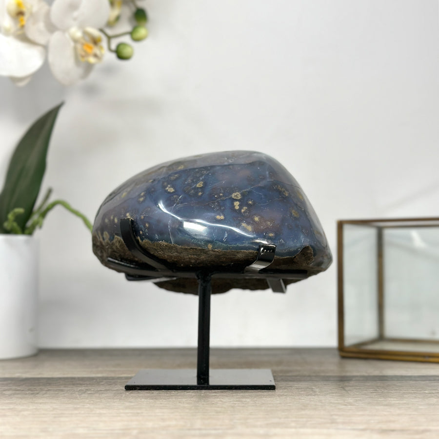 Natural Amethyst &amp; Agate Stone Geode on Stand - MWS2841
